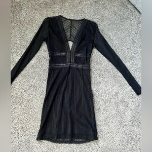 Fashion Nova Black Mesh Long Sleeve Dress